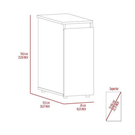 Tuhome Ventus Bathroom Storage Cabinet, Liftable Top, One Drawer, White ALB6477